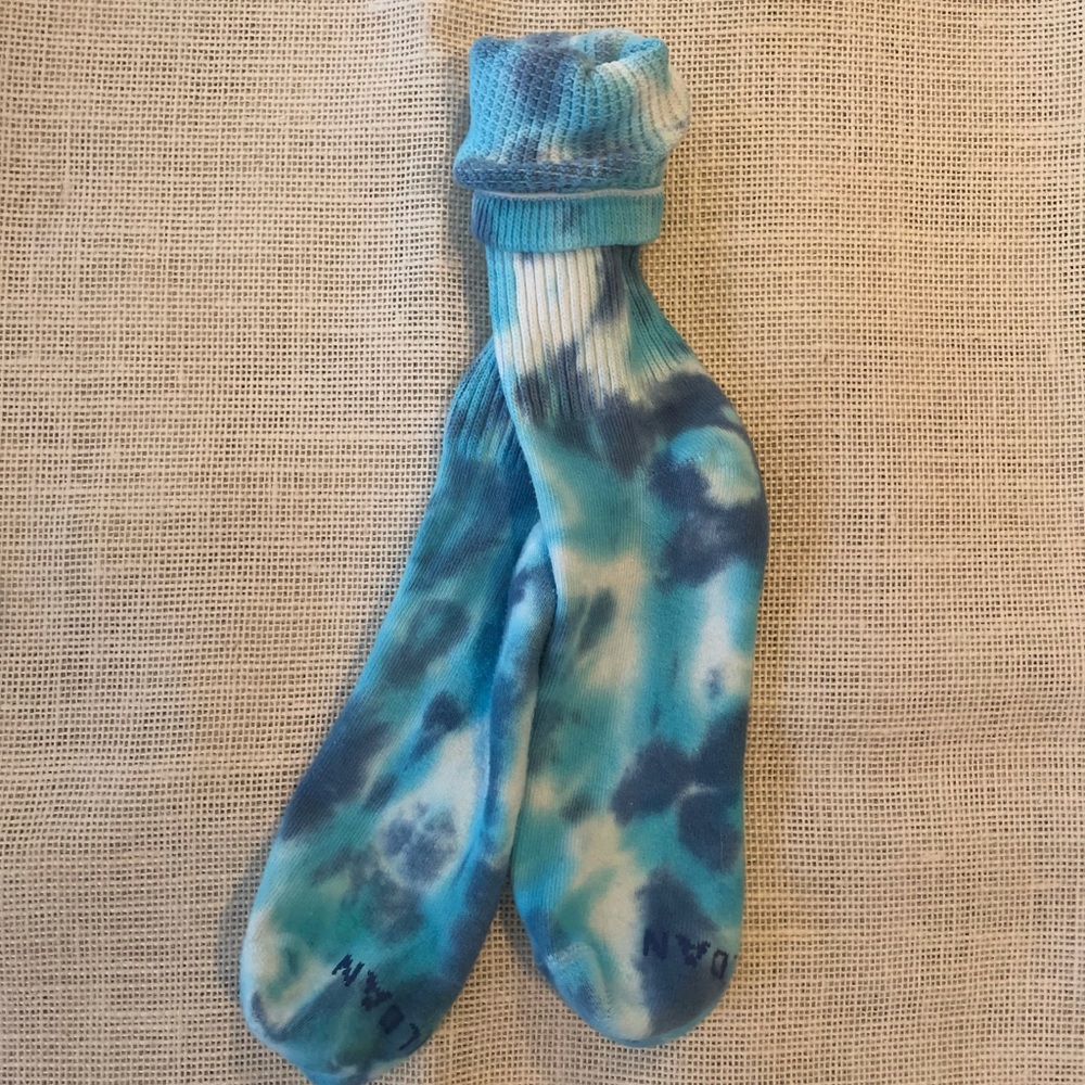 Navy and aqua tie dye socks